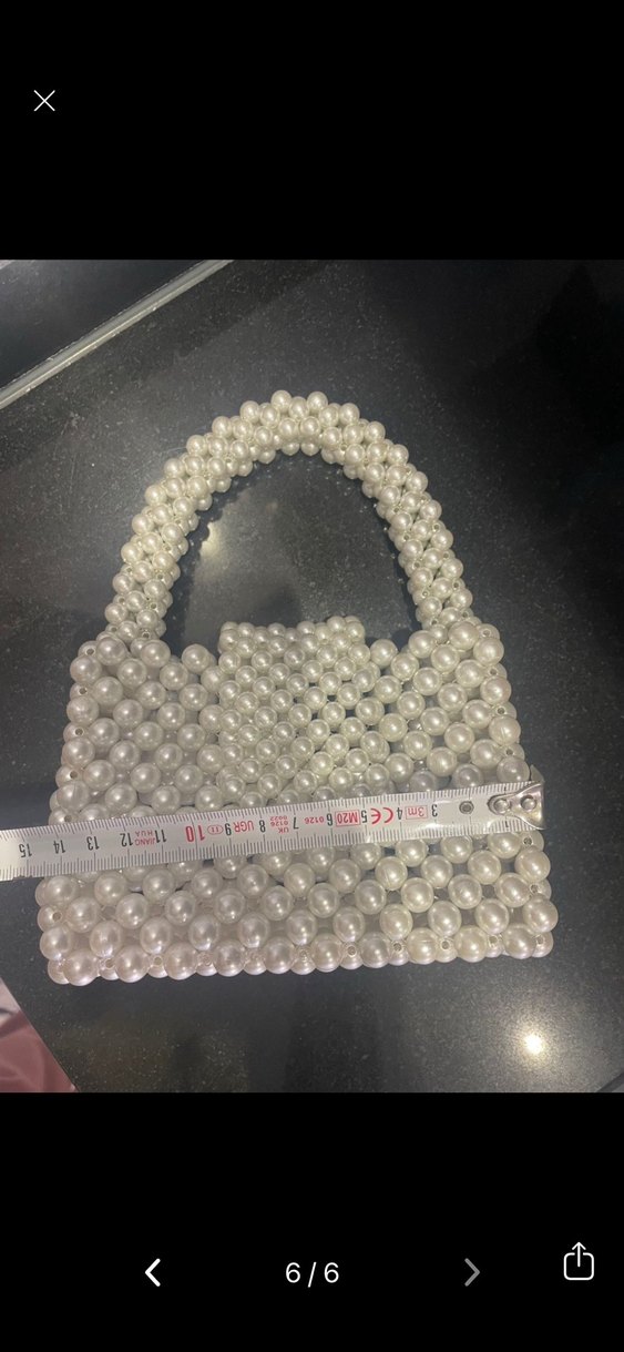 Boncuk İşlemeli Beyaz Kadın Çanta - Görsel 5