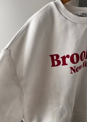 Beyaz Brooklyn New York Baskılı Sweatshirt - Görsel 3