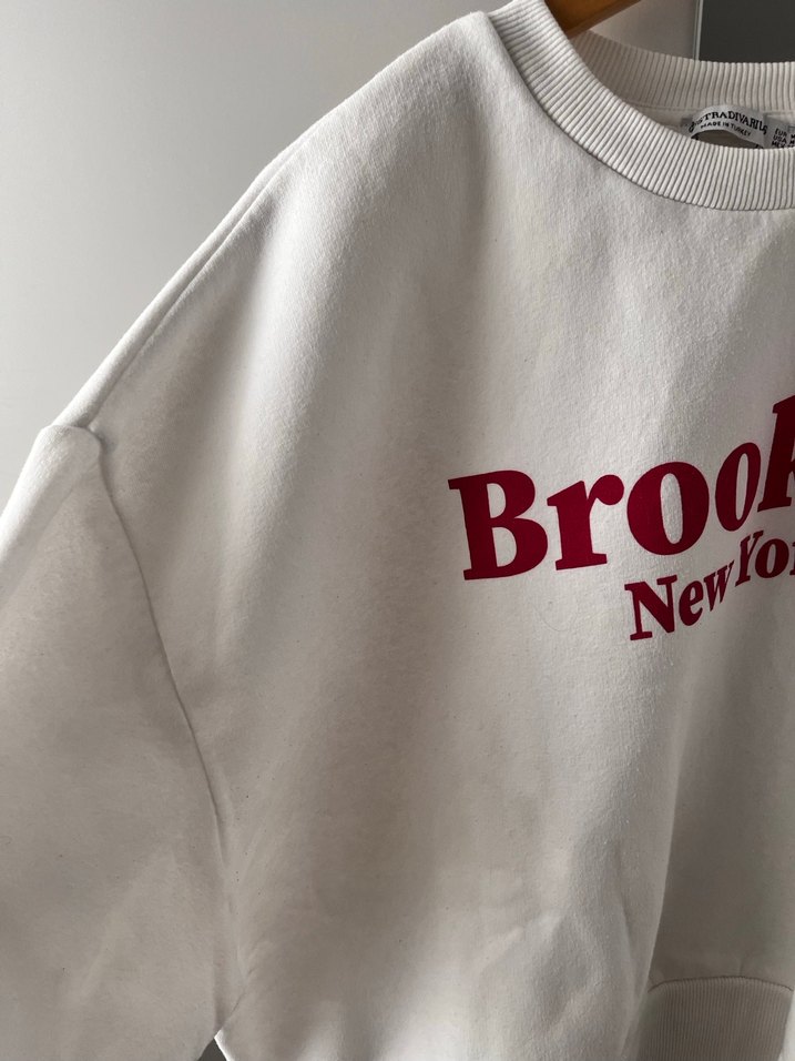 Beyaz Brooklyn New York Baskılı Sweatshirt - Görsel 3