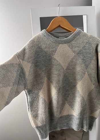 Gri Ekoseli Kadın Kazak - Görsel 2