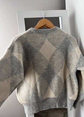 Gri Ekoseli Kadın Kazak - Görsel 4