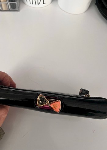 Siyah Deri Tokalı Kadın Portföy Çanta - Görsel 2