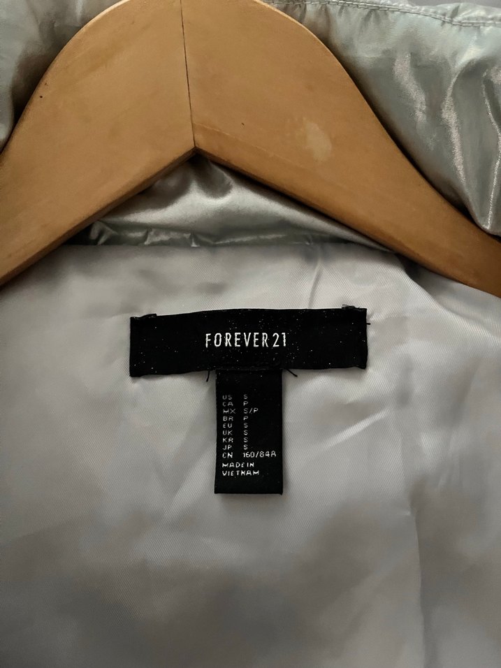 Forever21 Gümüş Hologram Şişme Mont - Görsel 5