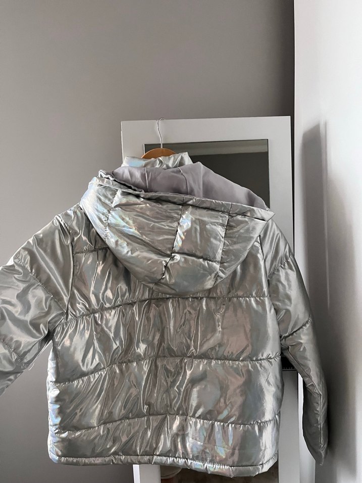 Forever21 Gümüş Hologram Şişme Mont - Görsel 4