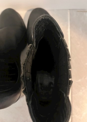 Siyah Deri Blok Topuklu Kadın Bot - Görsel 6