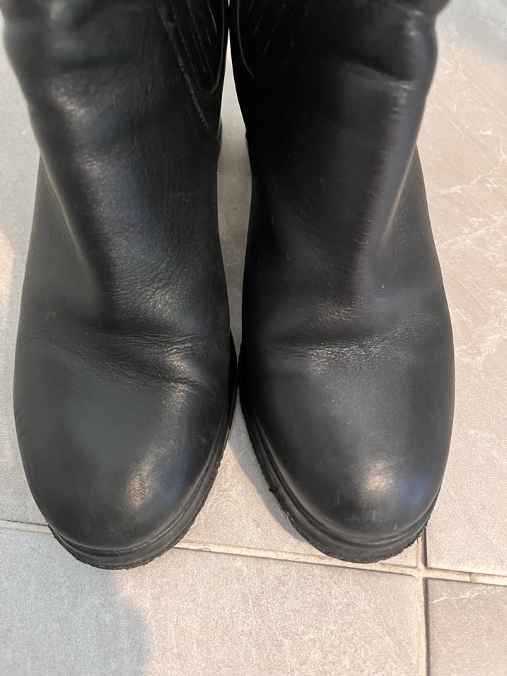 Siyah Deri Blok Topuklu Kadın Bot - Görsel 5