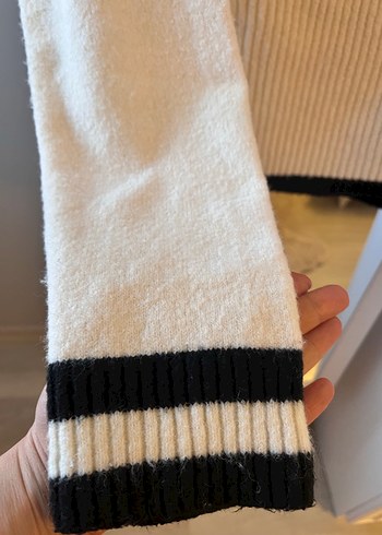 Yarım Fermuarlı Beyaz Örgü Kadın Kazak - Görsel 5