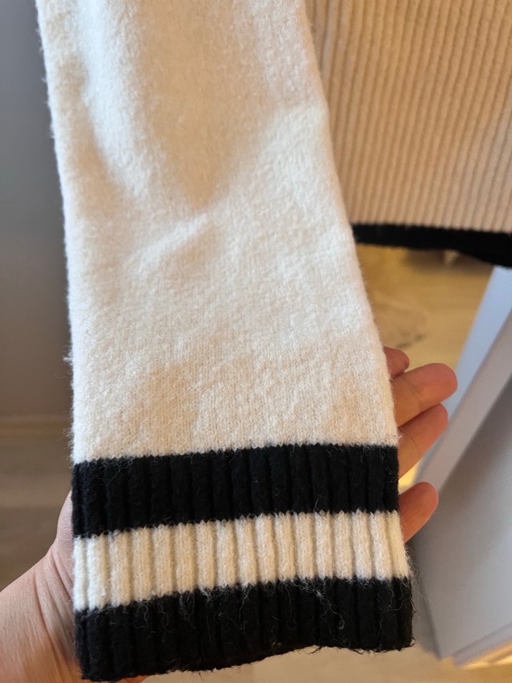 Yarım Fermuarlı Beyaz Örgü Kadın Kazak - Görsel 5