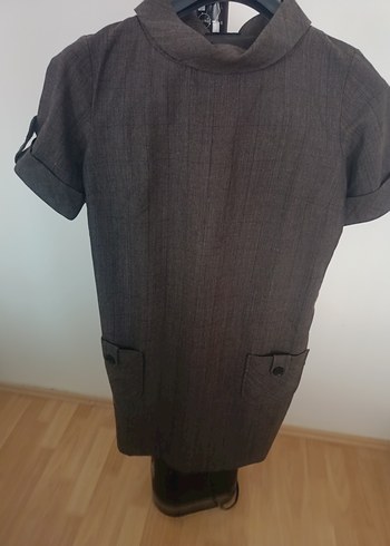kahve Midi Ofis Elbisesi