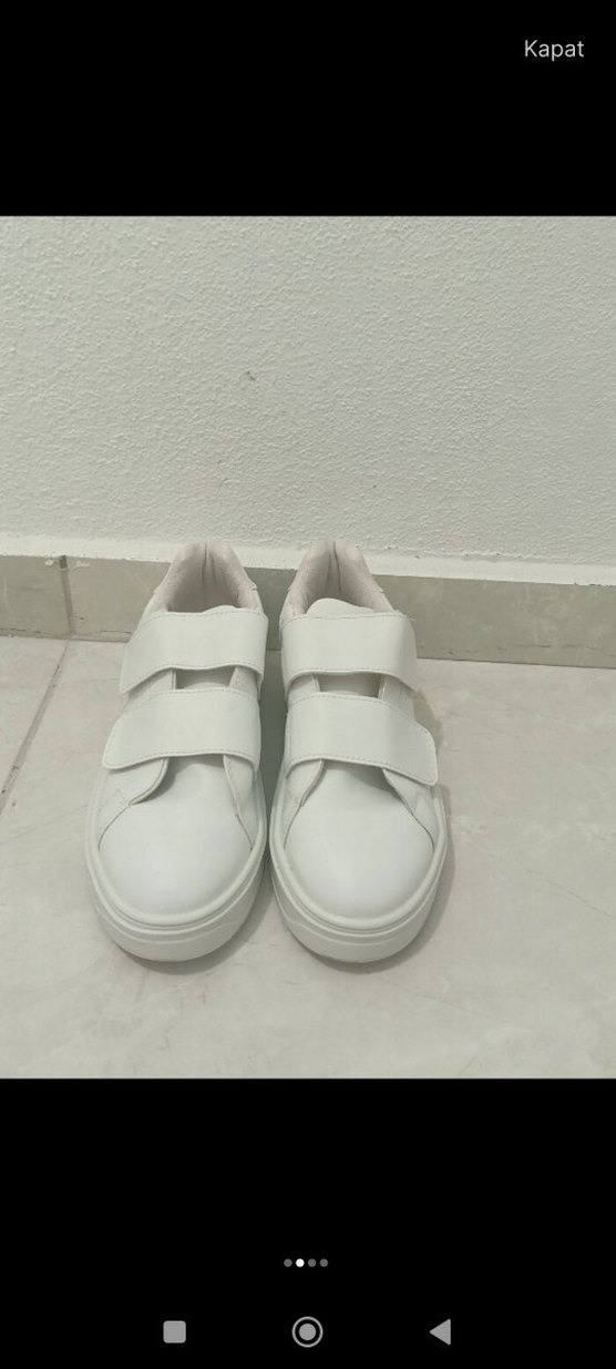 Beyaz Cırt Cırtlı Spor Ayakkabı - Görsel 2