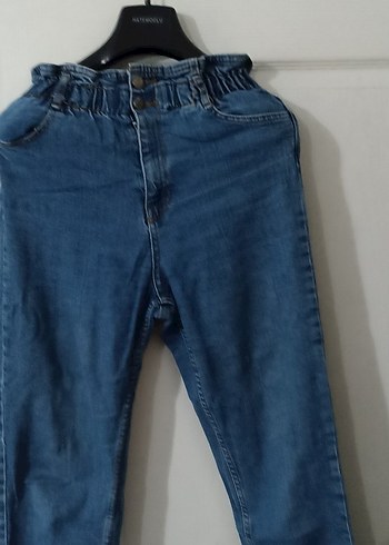 Kadın Mavi Bol Kesim Denim Pantolon - Görsel 4
