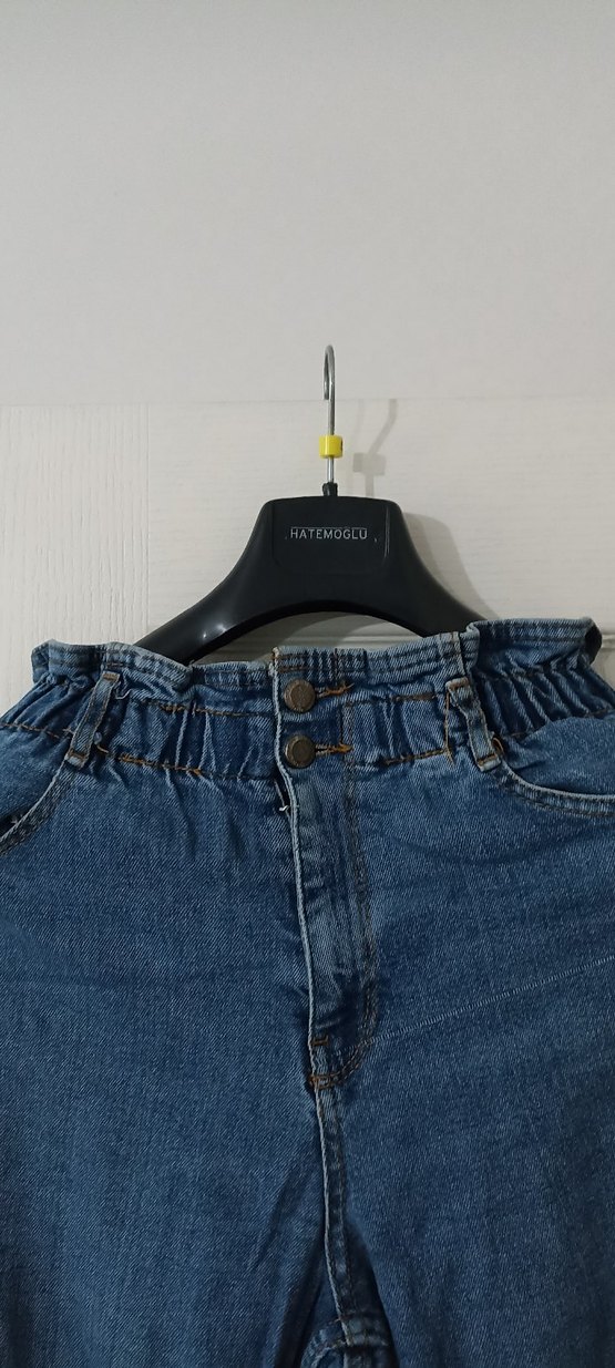 Kadın Mavi Bol Kesim Denim Pantolon - Görsel 3