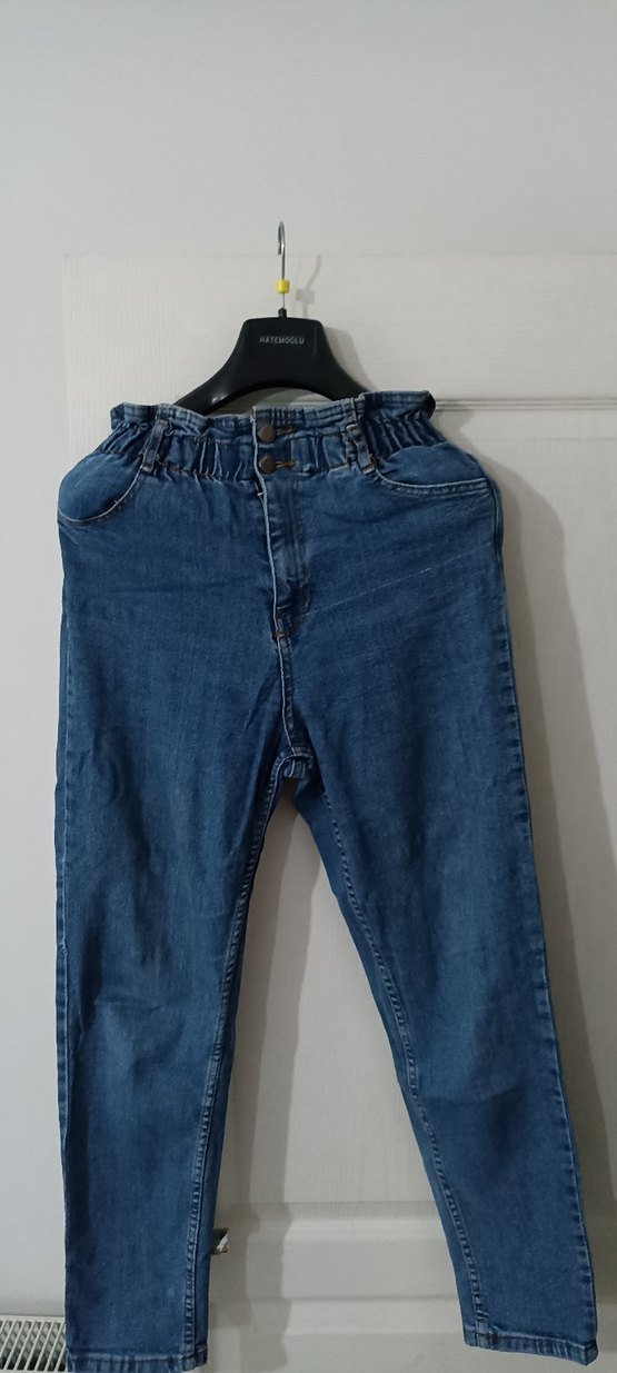 Kadın Mavi Bol Kesim Denim Pantolon - Görsel 2