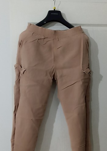 Bej Midi Rahat Kesim Kadın Keten Pantolon - Görsel 2