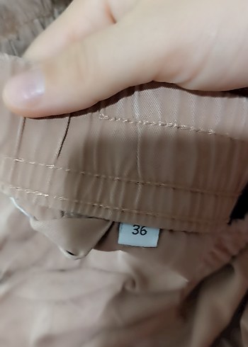 Bej Midi Rahat Kesim Kadın Keten Pantolon - Görsel 3