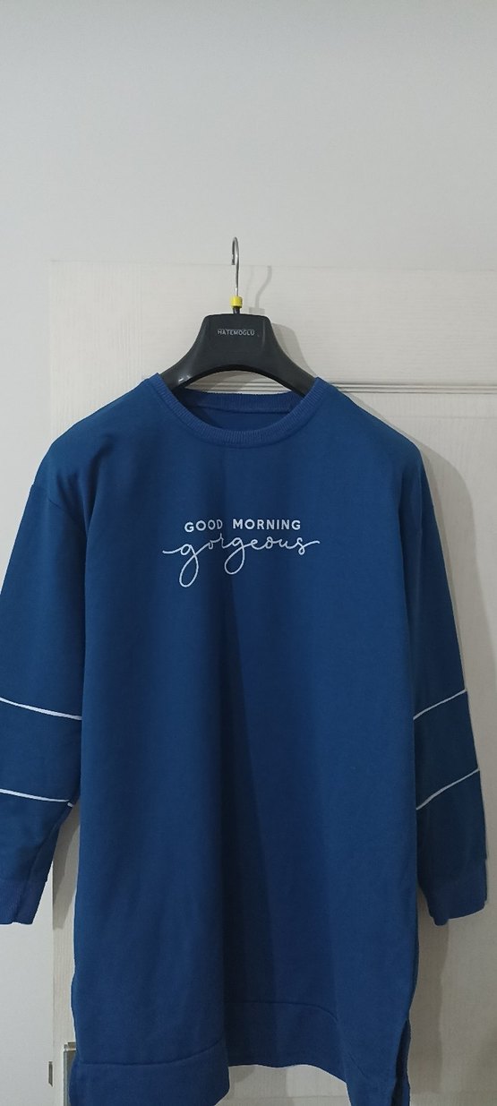 Uzun Kollu Mavi Kadın Sweatshirt - Görsel 2