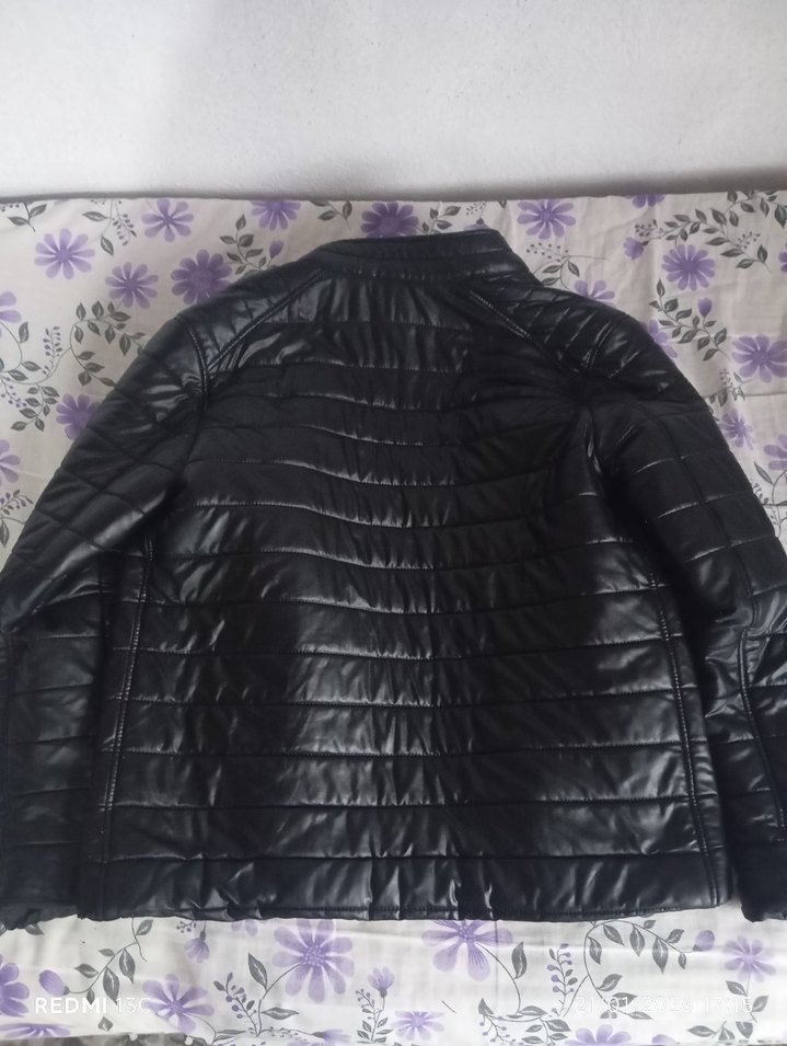 Siyah Deri Erkek Biker Ceket - Görsel 3