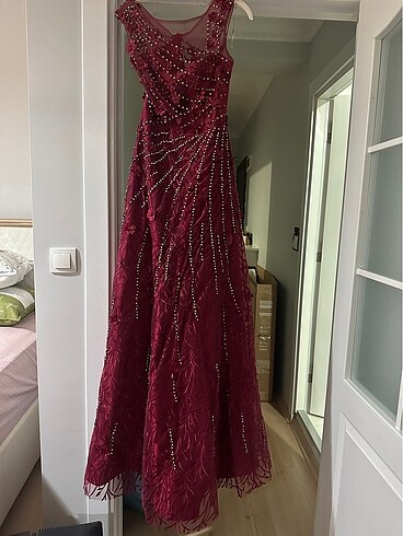 s Beden bordo Renk Abiye