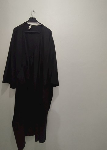 Siyah V Yakalı Uzun Keten Tunik - Görsel 8