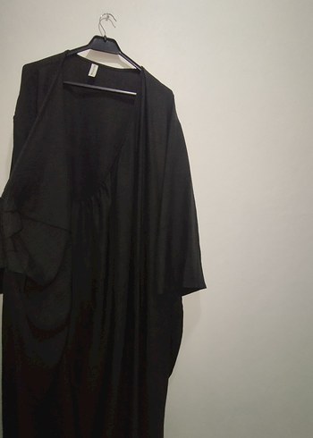 Siyah V Yakalı Uzun Keten Tunik - Görsel 10