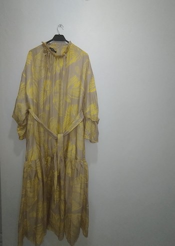 Drapeli Uzun Keten Elbise - Görsel 6