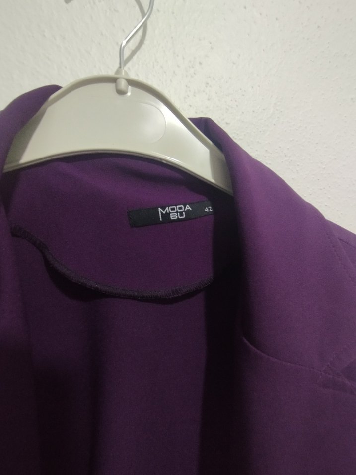 Uzun Mor Drape Detaylı Kolsuz Yelek - Görsel 2