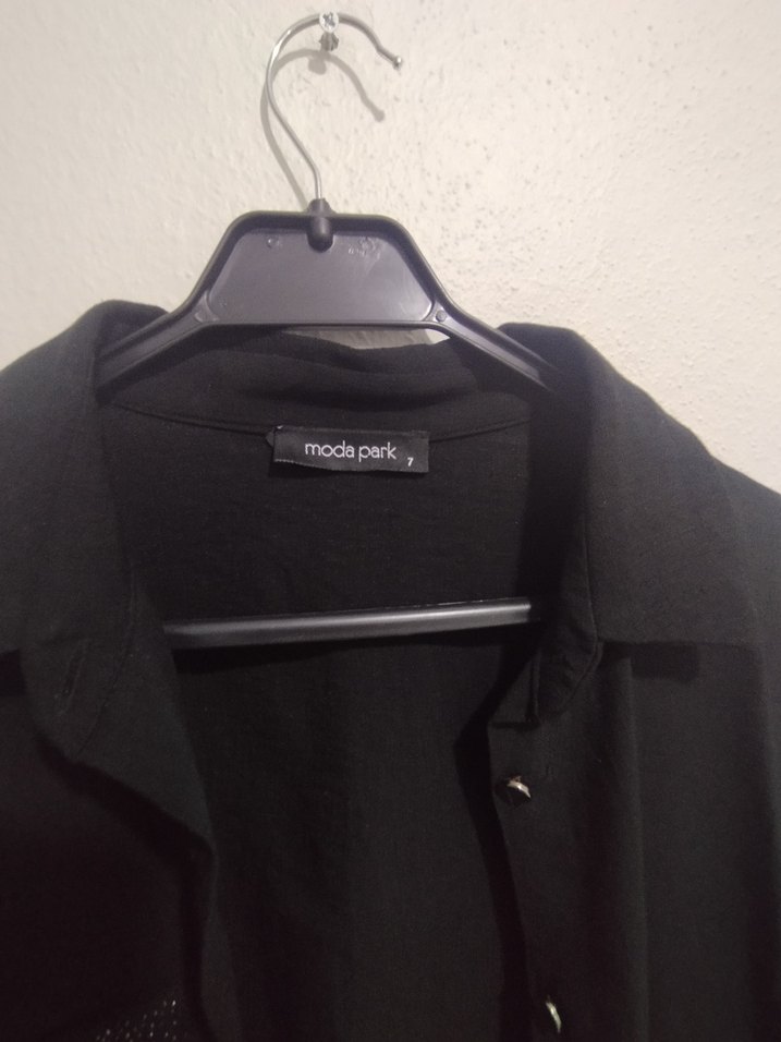 siyah iki takım işlemeli keten kumaş - Görsel 4