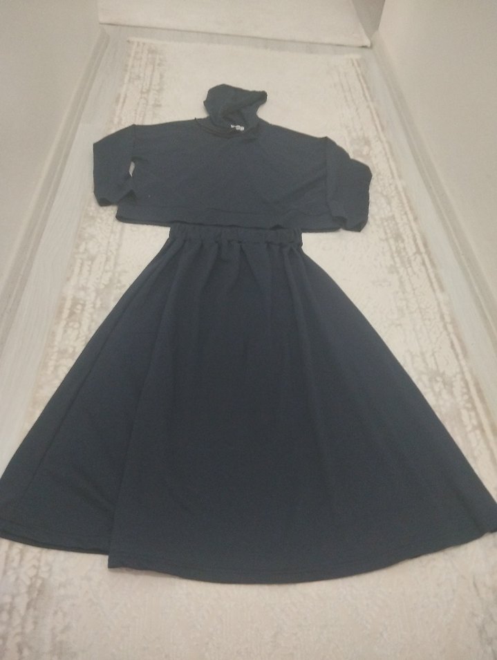 Siyah Kadın Kapüşonlu Sweatshirt Onix ikili takim - Görsel 3