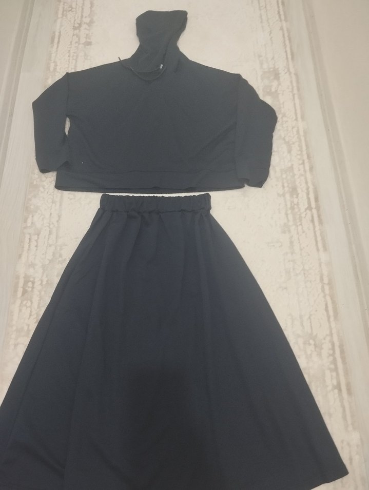 Siyah Kadın Kapüşonlu Sweatshirt Onix ikili takim - Görsel 4