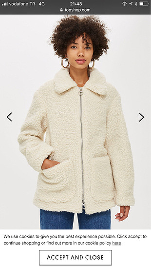 36 Beden ten rengi Renk Topshop peluş ceket 