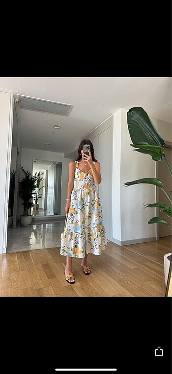 Zara Zara limonlu keten elbise