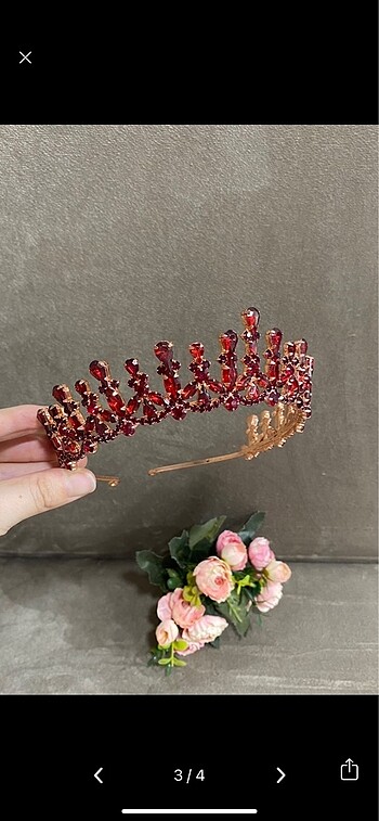 Bordo taç/küpe seti & kına tacı