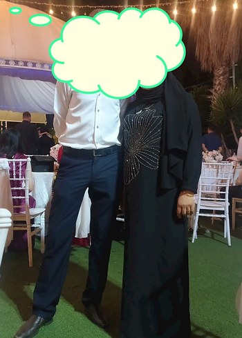 Uzun Siyah Desenli Drapeli Abiye Elbise