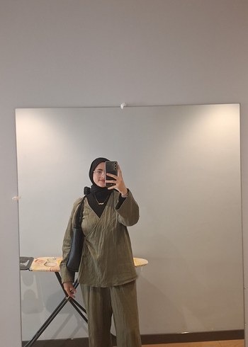 Kadın Haki Kamuflaj Keten kimono Takım