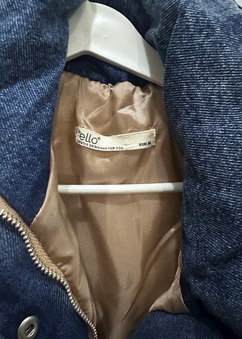 m Beden Düğmeli Kahverengi Denim Kadın Şişme Yelek
