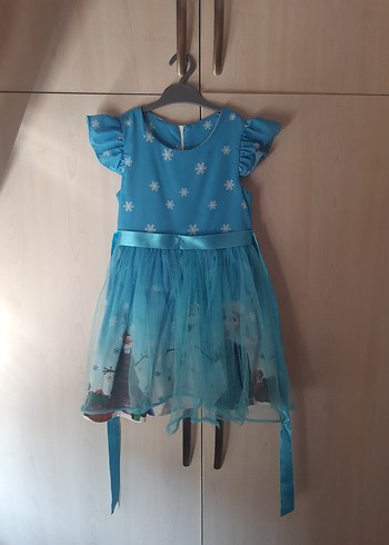 Kız Çocuk Mavi Fırfırlı Elbise