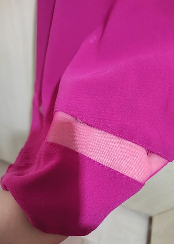 l Beden pembe Renk Pembe V Yaka Kolsuz Midi Elbise