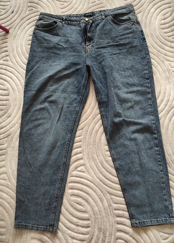 46 Beden Mavi Kadın Midi Boy Salaş Denim Pantolon