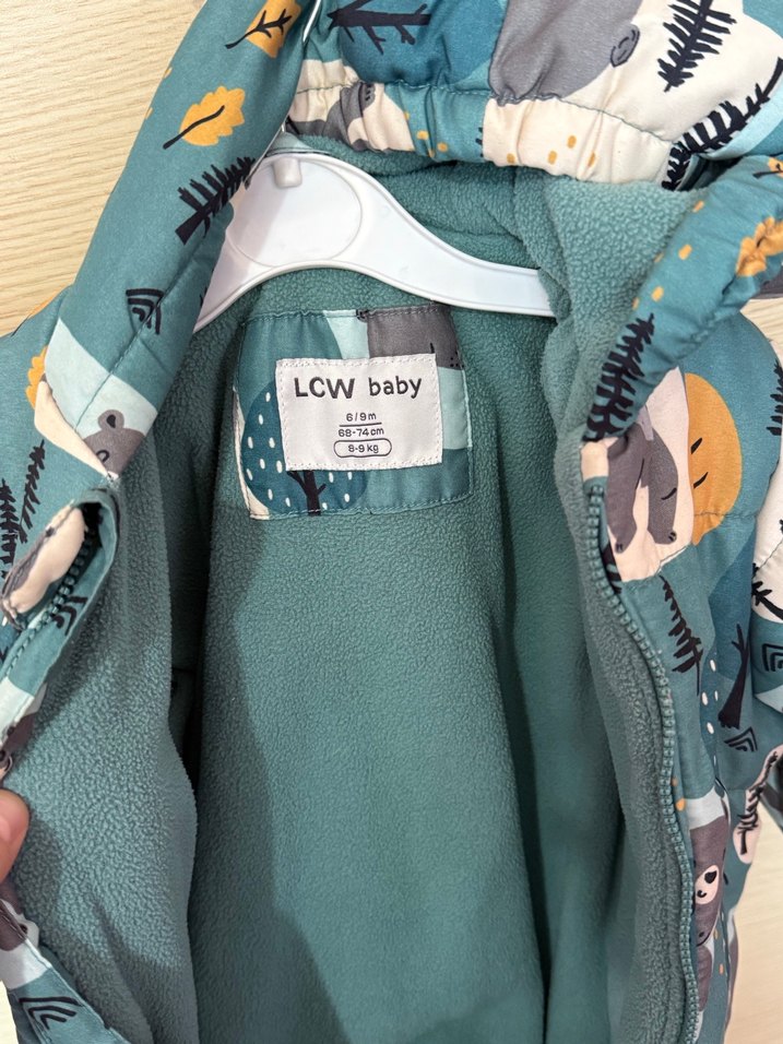 Kapüşonlu Erkek Bebek Gri Desenli Tulum - Görsel 2