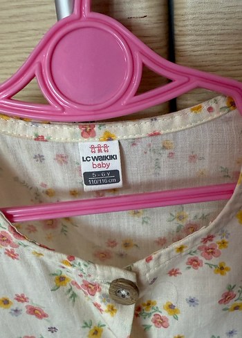 Kız Çocuk Çiçek Desenli Pamuklu Elbise - Görsel 2