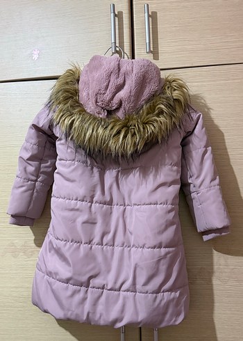 Kürklü Kapüşonlu Kız Kabanı - Lila - Görsel 2