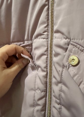 Kürklü Kapüşonlu Kız Kabanı - Lila - Görsel 4