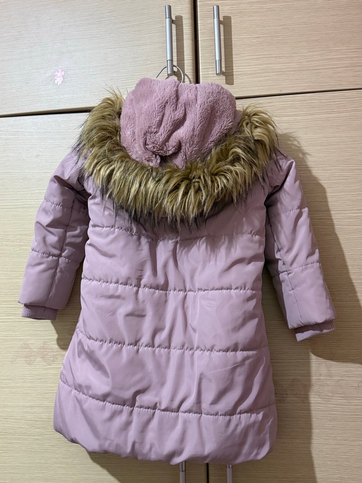 Kürklü Kapüşonlu Kız Kabanı - Lila - Görsel 2