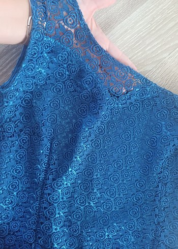 TEK OMUZ MİNİ ABİYE SAKS MAVİ - Görsel 2