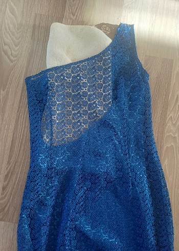 TEK OMUZ MİNİ ABİYE SAKS MAVİ - Görsel 3