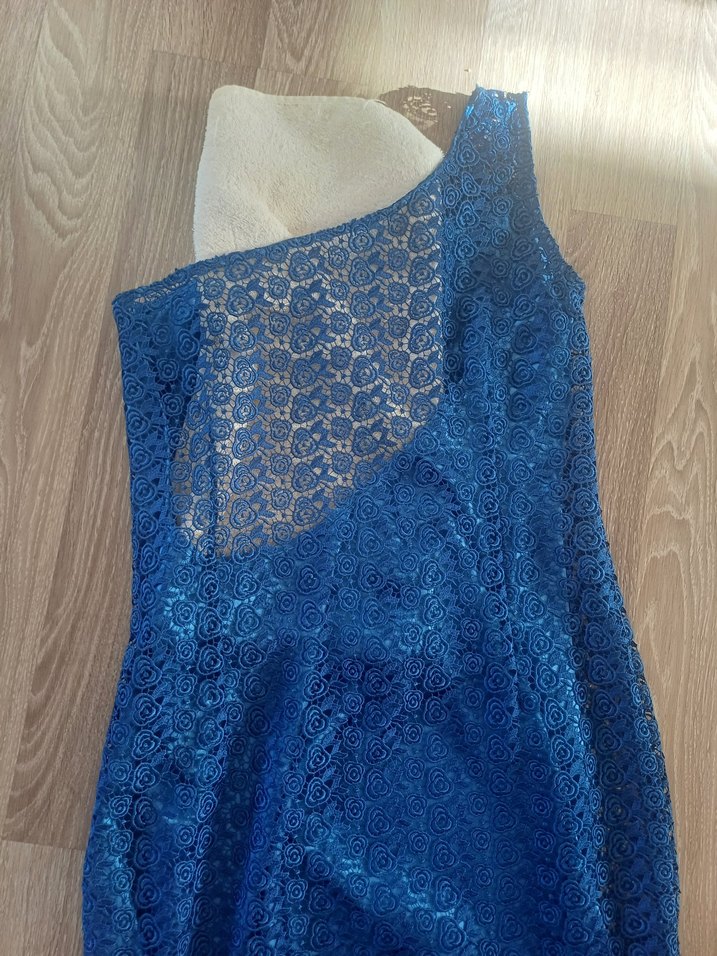 TEK OMUZ MİNİ ABİYE SAKS MAVİ - Görsel 3