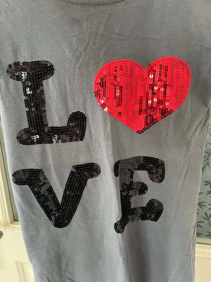 Kız Çocuk Gri Payetli Kısa Kollu Tişört - Görsel 3