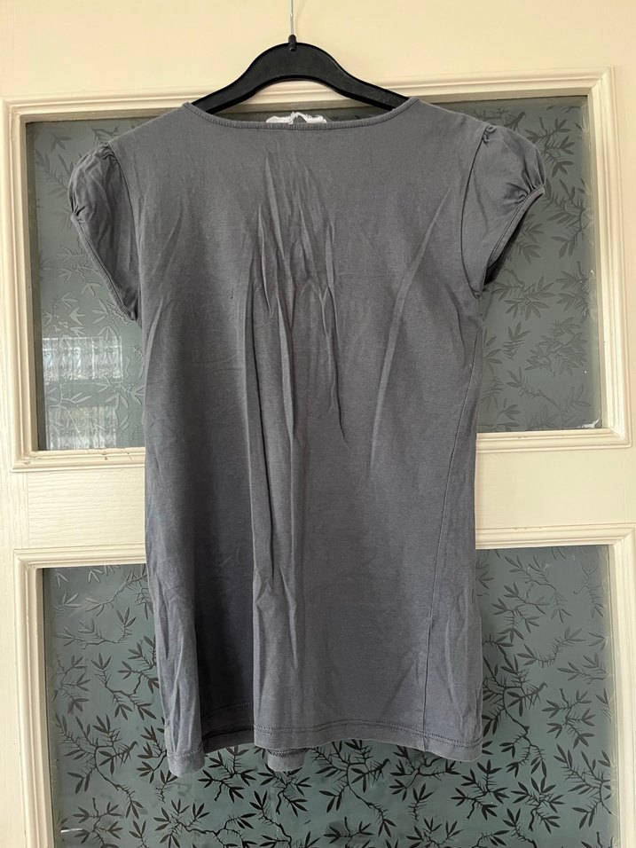 Kız Çocuk Gri Payetli Kısa Kollu Tişört - Görsel 2