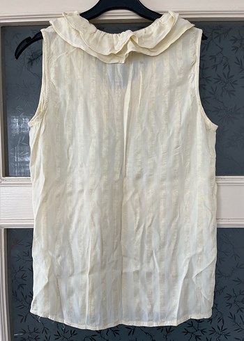 Fırfırlı, Kolsuz Keten Bluz - Görsel 2