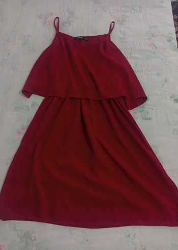 Kırmızı Salaş Midi Elbise